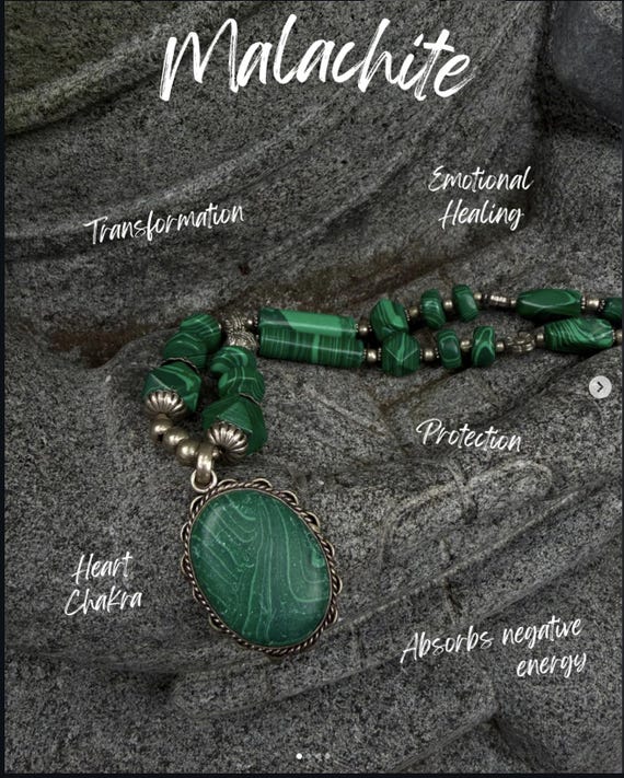 Vintage Malachite Necklace | Protection & Transfo… - image 4
