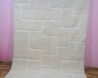 Alfombra Beni Ourain – Alfombra bereber marroquí de lana blanca hecha a mano – Tamaño personalizado