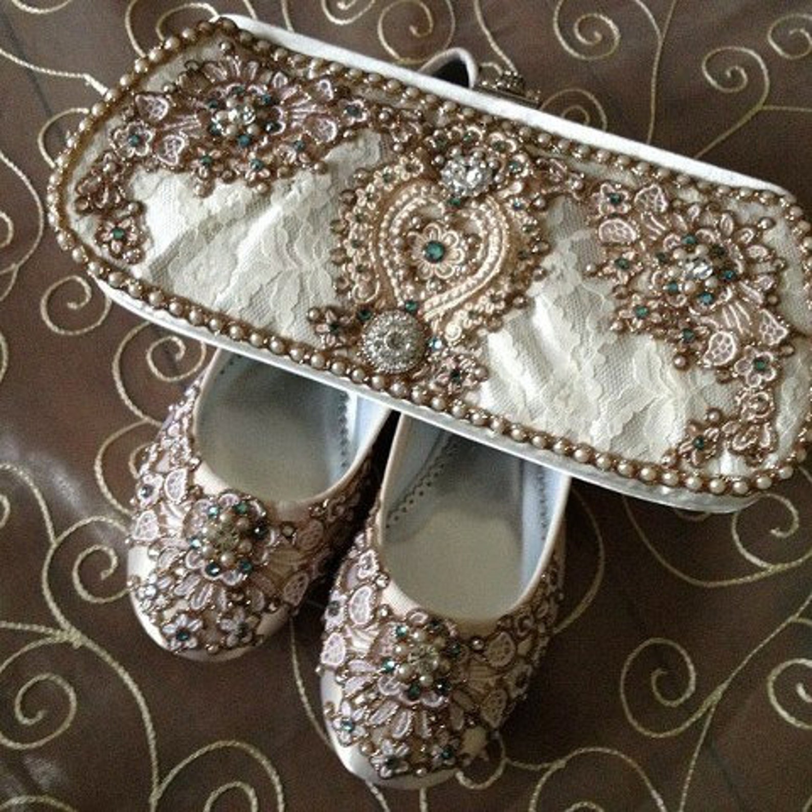 spring garden bridal ballet flats wedding shoes - any size - pick your own shoe color and crystal color spring garden bridal ballet flats wedding shoes - any size - pick your own shoe color and crystal color