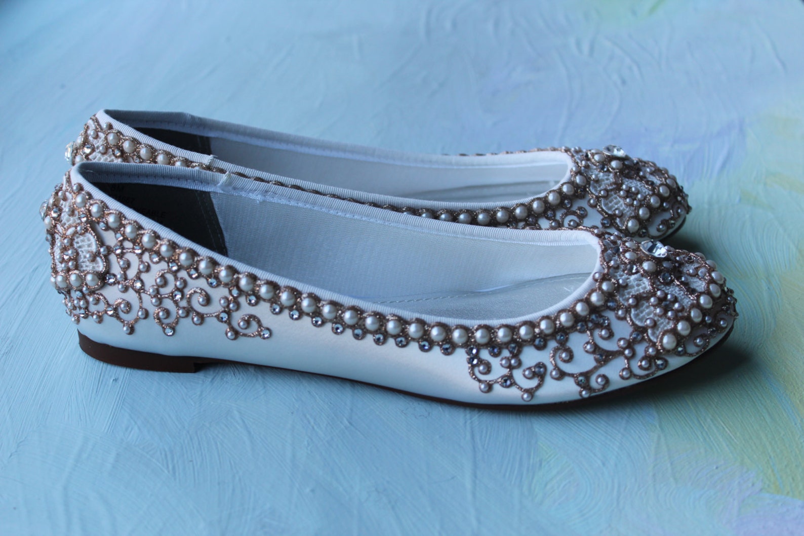 golden vines bridal ballet flats wedding shoes - any size - pick your own shoe color and crystal color golden vines bridal ballet flats wedding shoes - any size - pick your own shoe color and crystal color