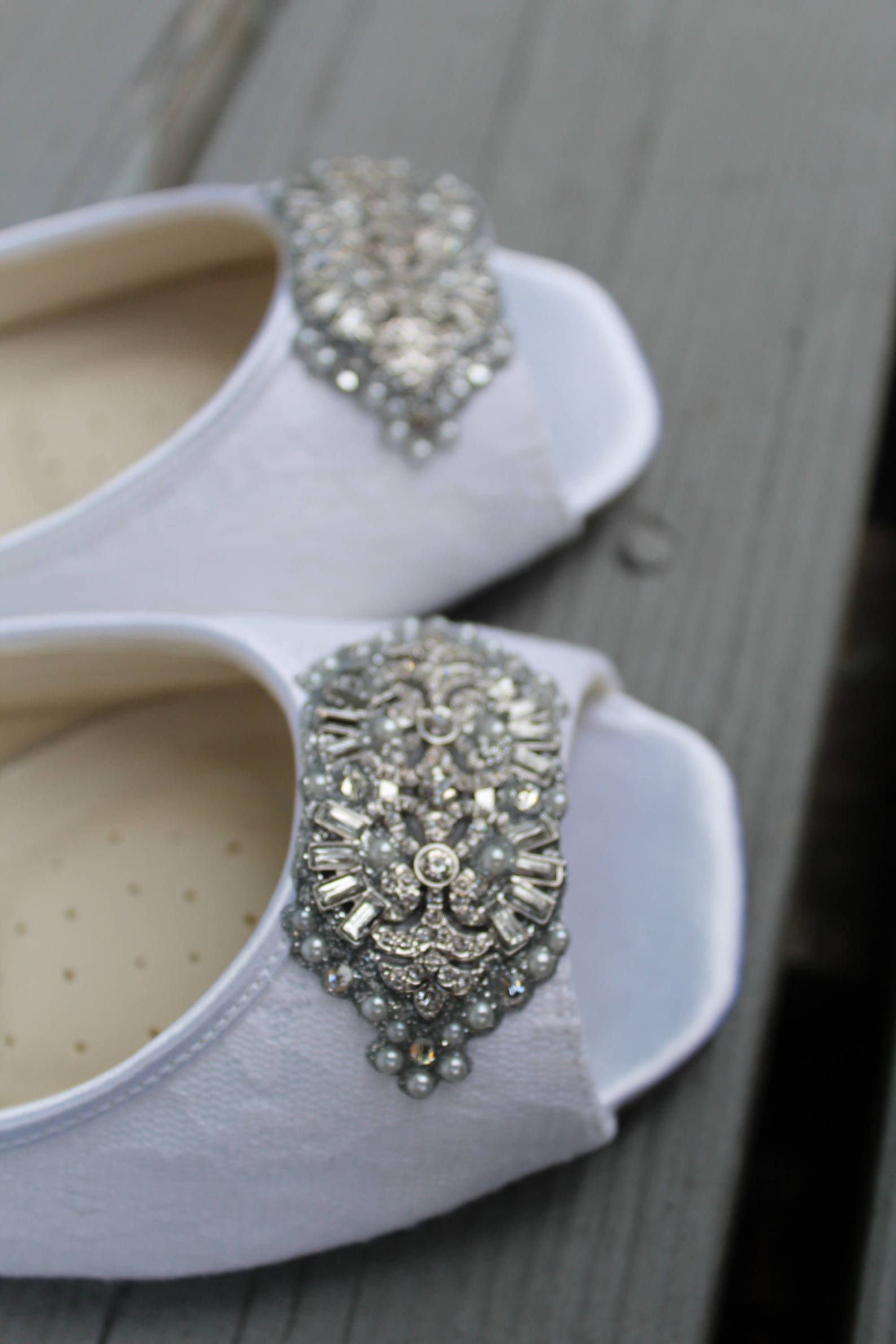 art deco bridal open toe ballet flats wedding shoes