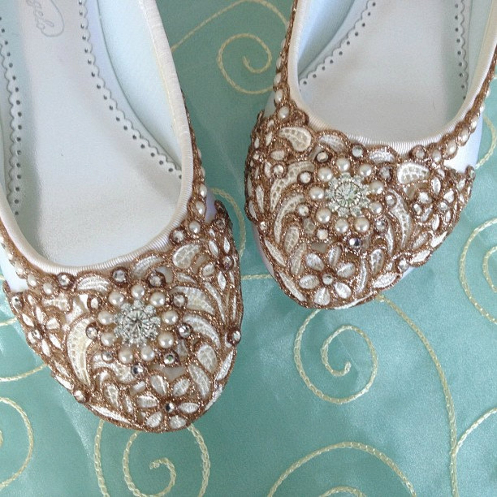 ivory petals bridal ballet flats- any size - pick your own shoe color and crystal color