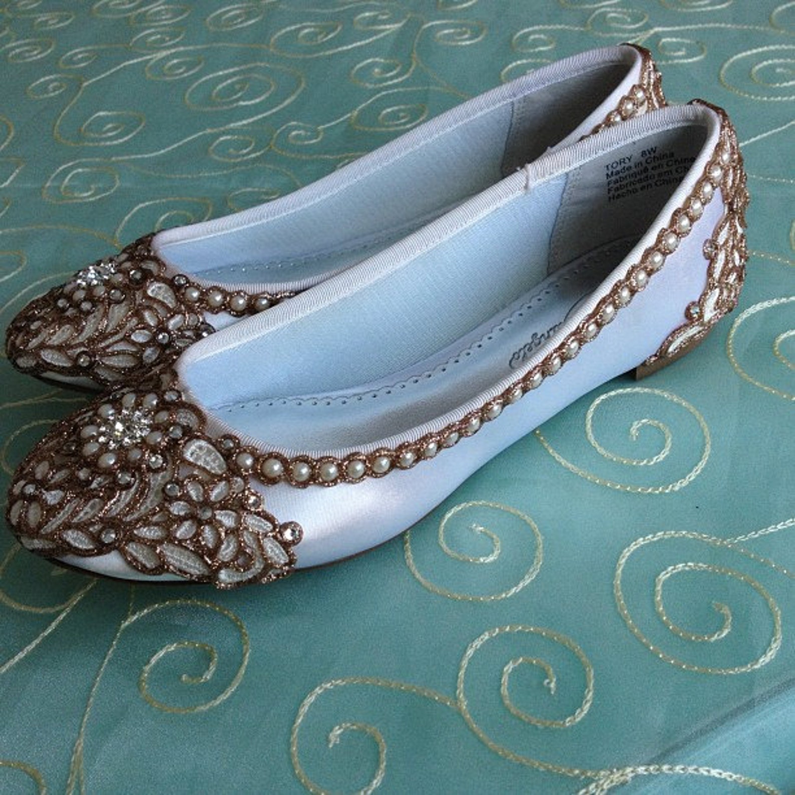 ivory petals bridal ballet flats- any size - pick your own shoe color and crystal color