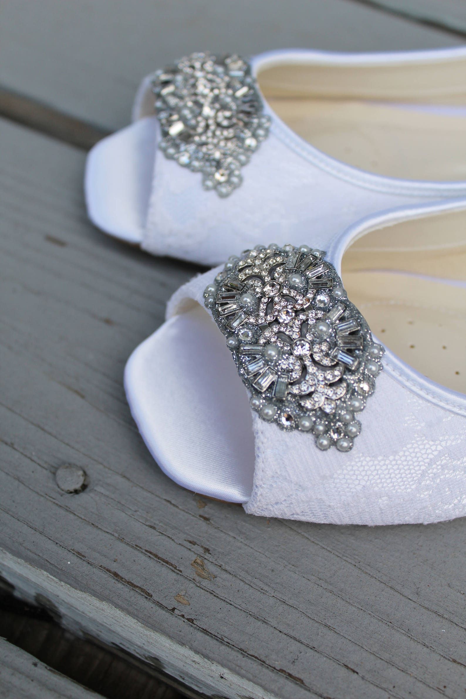 art deco bridal open toe ballet flats wedding shoes