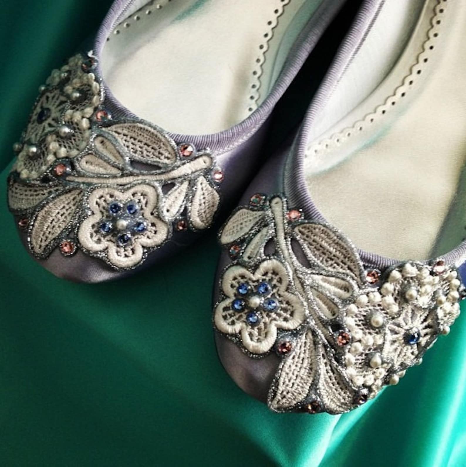 dragonfly french knot lace bridal ballet flats wedding shoes - all full sizes - pick your own shoe color and crystal color