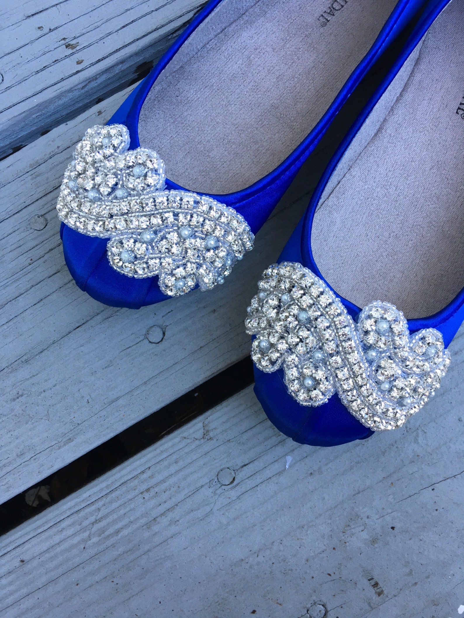 sale - size 6.5 sapphire silver wave bridal ballet flats sale - size 6.5 sapphire silver wave bridal ballet flats