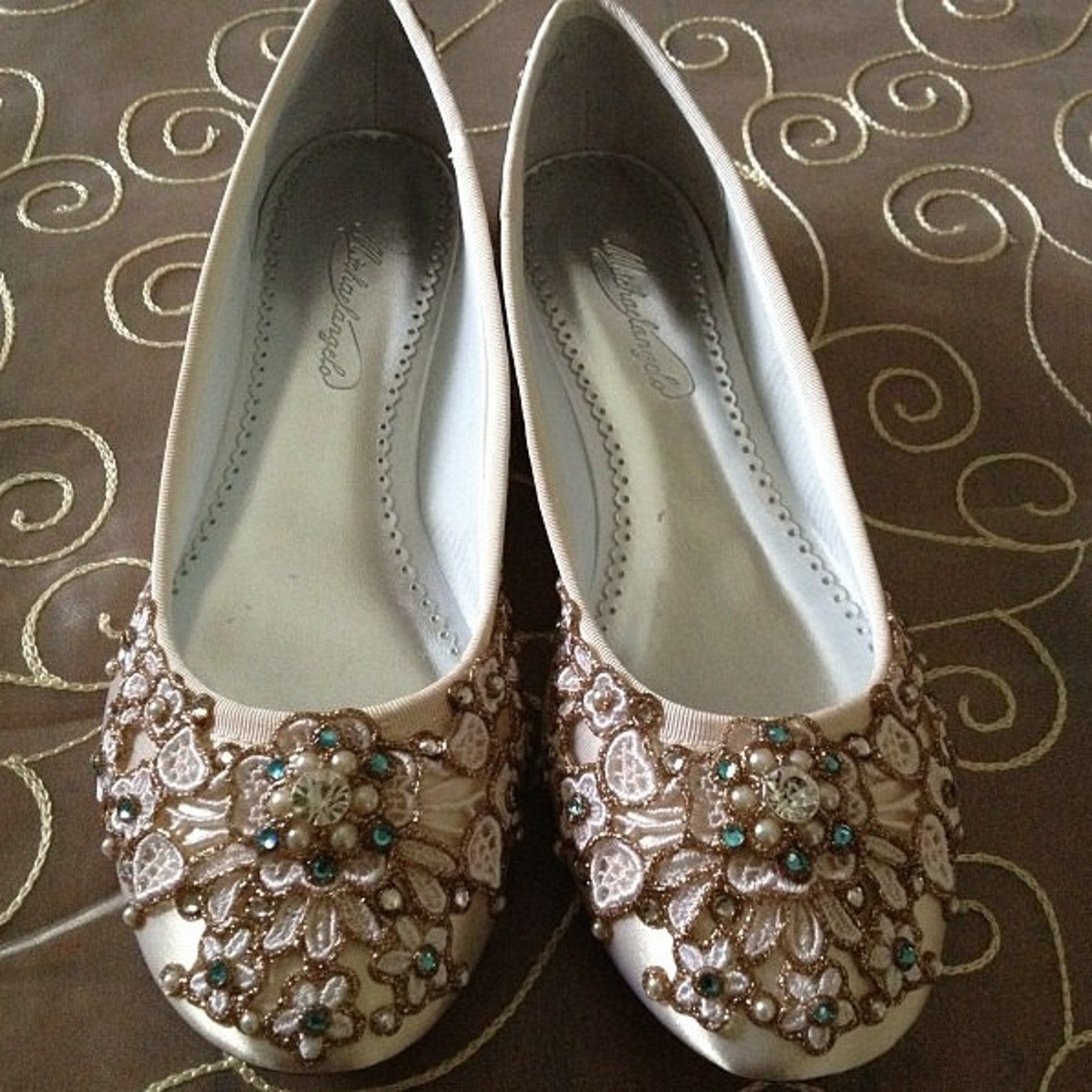 spring garden bridal ballet flats wedding shoes - any size - pick your own shoe color and crystal color spring garden bridal ballet flats wedding shoes - any size - pick your own shoe color and crystal color
