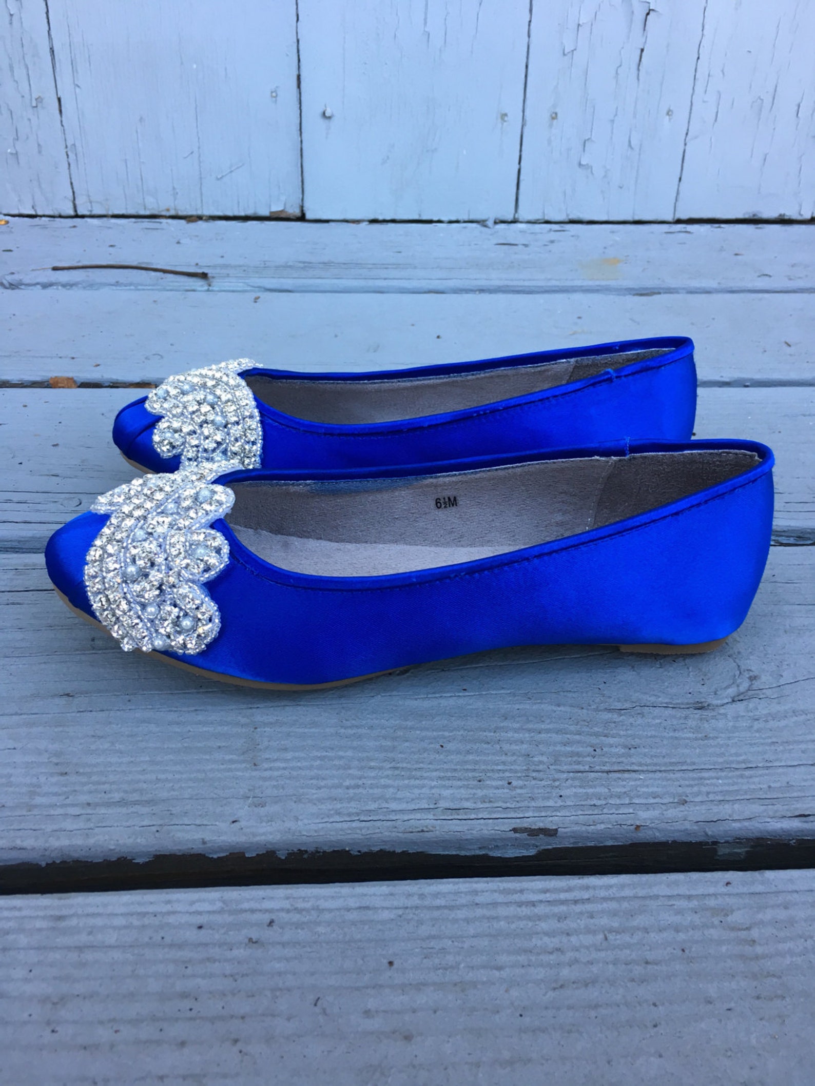 sale - size 6.5 sapphire silver wave bridal ballet flats sale - size 6.5 sapphire silver wave bridal ballet flats