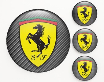 Set of 4 Ferrari Wheel Center Cap Decals Custom Rim Hub Logo Stickers Self-Adhesive Vinyl Emblems