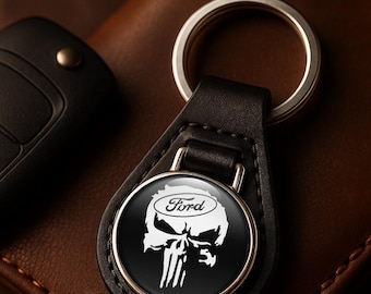 Ford Leather Keychain Personalized Leather Key Ring with Ford Logo Custom Car Keychain Gift for Him