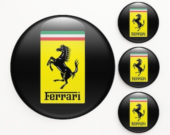 Set of 4 Ferrari Wheel Center Cap Decals Custom Rim Hub Logo Stickers Self-Adhesive Vinyl Emblems