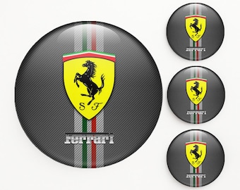 Set of 4 Ferrari Wheel Center Cap Decals Custom Rim Hub Logo Stickers Self-Adhesive Vinyl Emblems