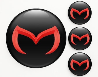 Set of 4 Mazda Wheel Center Cap Decals Custom Rim Hub Logo Stickers Self-Adhesive Vinyl Emblems
