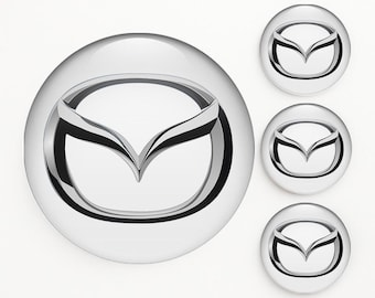 Set of 4 Mazda Wheel Center Cap Decals Custom Rim Hub Logo Stickers Self-Adhesive Vinyl Emblems