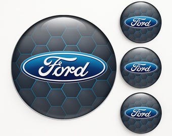 Set of 4 Ford Wheel Center Cap Decals Custom Rim Hub Logo Stickers Self-Adhesive Vinyl Emblems