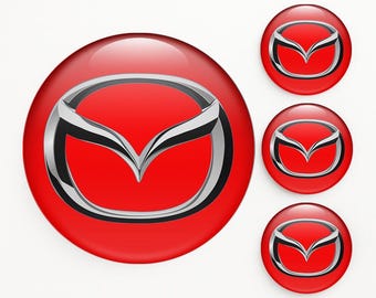 Set of 4 Mazda Wheel Center Cap Decals Custom Rim Hub Logo Stickers Self-Adhesive Vinyl Emblems
