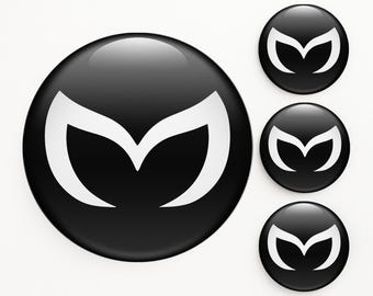 Set of 4 Mazda Wheel Center Cap Decals Custom Rim Hub Logo Stickers Self-Adhesive Vinyl Emblems