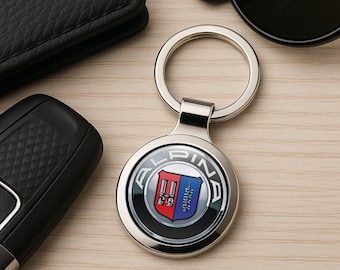 Alpina metalen sleutelhanger gepersonaliseerde auto-logo sleutelhanger Premium autosleutelhanger aangepast cadeau voor hem Driver accessoire Vaderdagcadeau