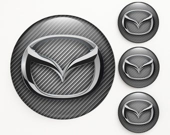 Set of 4 Mazda Wheel Center Cap Decals Custom Rim Hub Logo Stickers Self-Adhesive Vinyl Emblems