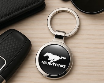 Mustang Metal Keychain Personalized Car Logo Key Ring Premium Auto Key Fob Custom Gift for Him Driver Accessory Father’s Day Gift