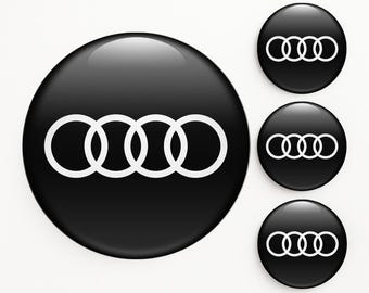 Audi Wheel Center Cap Decals Rim Hub Logo Stickers Self-Adhesive Vinyl Emblems Set of 4