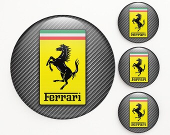 Set of 4 Ferrari Wheel Center Cap Decals Custom Rim Hub Logo Stickers Self-Adhesive Vinyl Emblems