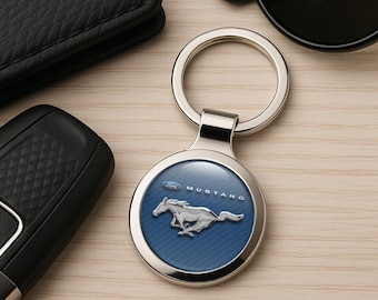 Mustang Metal Keychain Personalized Car Logo Key Ring Premium Auto Key Fob Custom Gift for Him Driver Accessory Father’s Day Gift