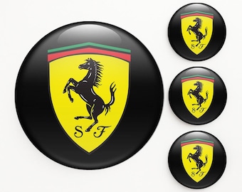 Set of 4 Ferrari Wheel Center Cap Decals Custom Rim Hub Logo Stickers Self-Adhesive Vinyl Emblems