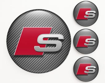 Audi naafkapstickers Velgnaaflogostickers Zelfklevende vinylemblemen Set van 4