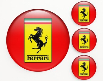 Set of 4 Ferrari Wheel Center Cap Decals Custom Rim Hub Logo Stickers Self-Adhesive Vinyl Emblems