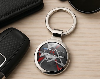 Mustang Metal Keychain Personalized Car Logo Key Ring Premium Auto Key Fob Custom Gift for Him Driver Accessory Father’s Day Gift