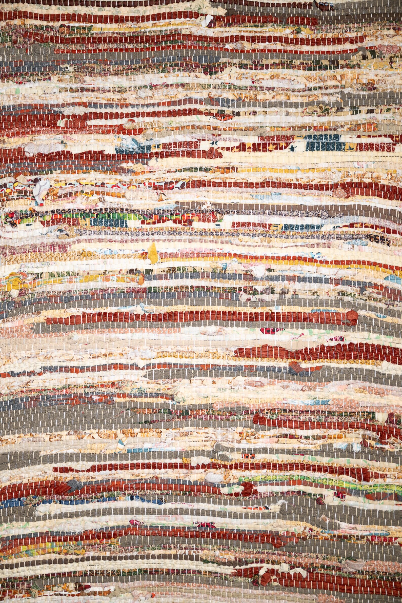XL - 24-inch-wide Handwoven Rag Rug – upcycled area rug from donated fabric - 57-inch multi-Brown