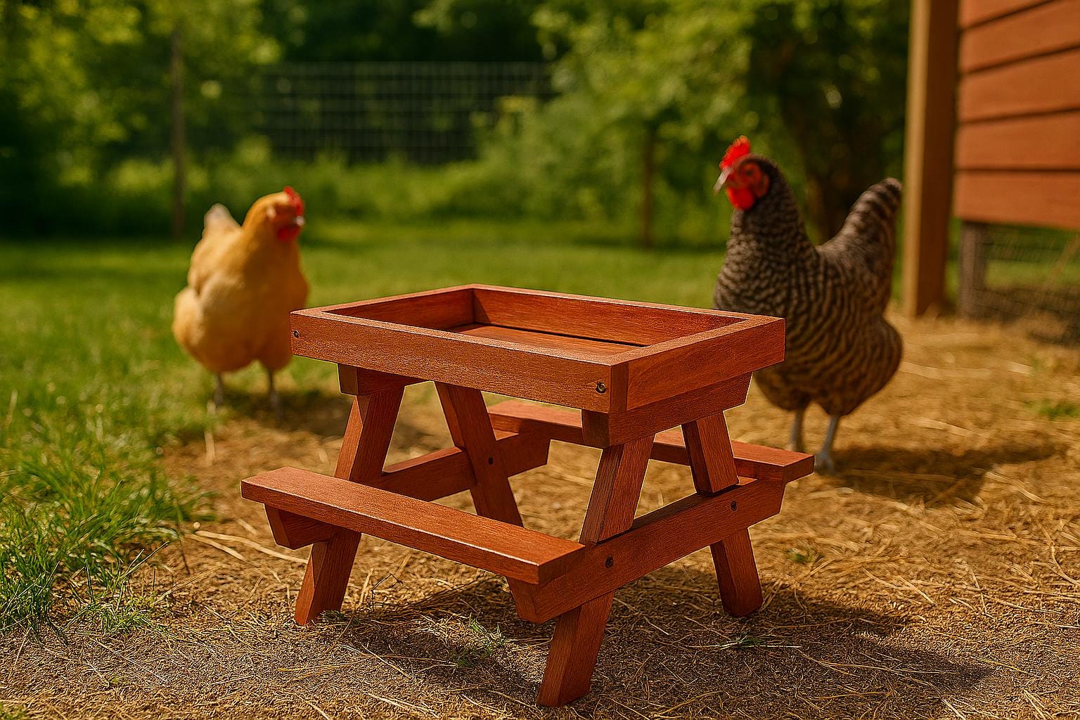 Chick‑nik Tables – Handmade Pine Picnic Tables for Chickens & Backyard ...