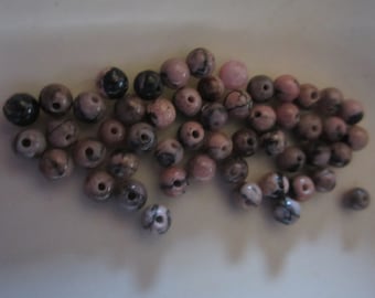 Rhodonite Gemstone Beads 4 & 7 mm Lot