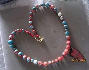 Mosaic Turquoise Necklace with Gold Filled Clasp