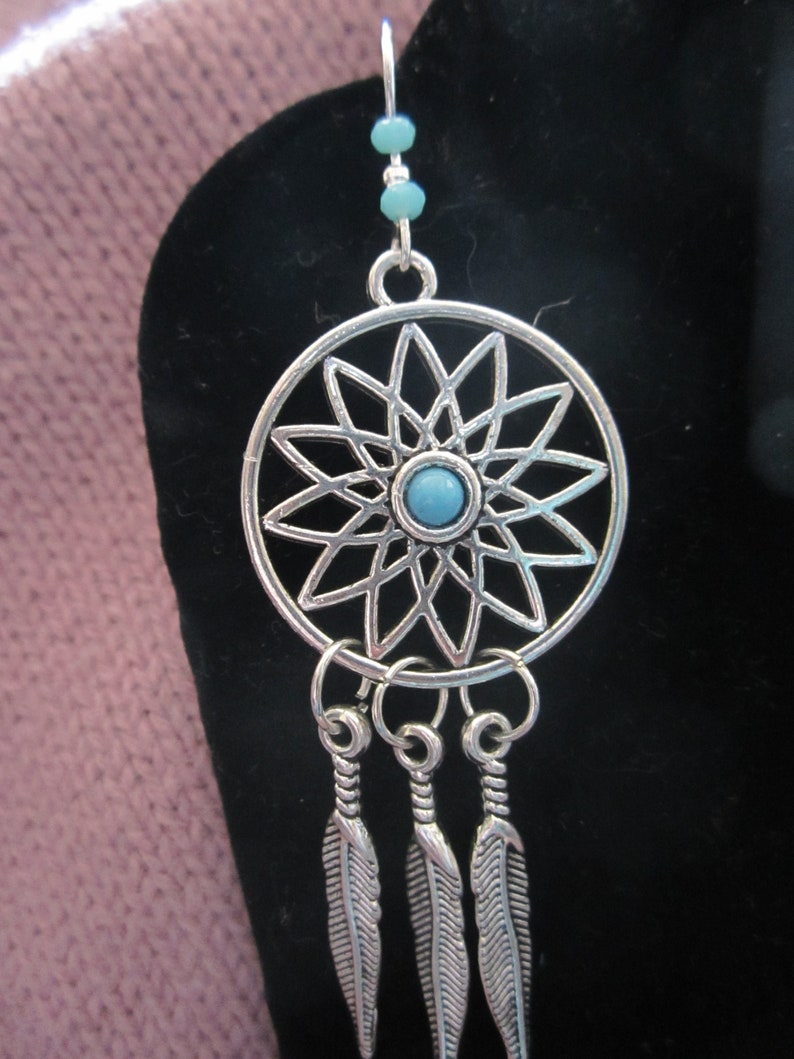 Southwestern Style Earrings with Feather Dangles