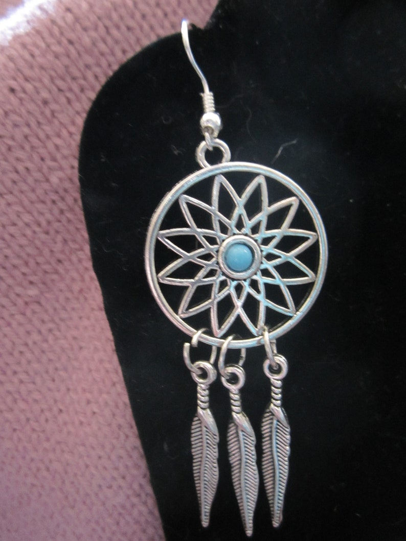 Southwestern Style Earrings with Feather Dangles