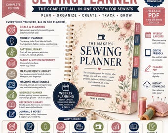 Planer szycia Maker's Sewing | Uniwersalny organizer projektów, tkanin i wykrojów (wersja cyfrowa do pobrania)