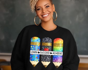 Pacote de imagens PNG de lápis para professores – Desenhos com glitter e florais (Download digital)