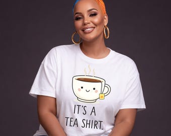 Camiseta engraçada e kawaii com estampa de xícara de chá em PNG | Design para sublimação (Download digital)