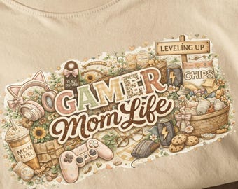 Imagen PNG de "Vida de mamá gamer", diseño de sublimación, gráfico de mamá gamer, imagen PNG de "Vida de mamá moderna" para camisetas, tazas y bolsos.