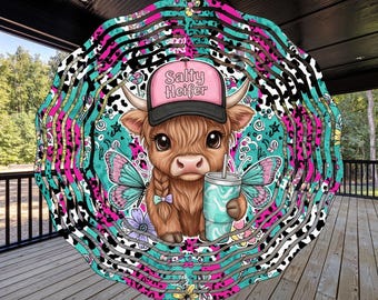 Molinillo de viento de vaca salada PNG, diseño de sublimación de molinete de vaca de las Tierras Altas divertido, descarga digital de arte sarcástico de corral de vacas