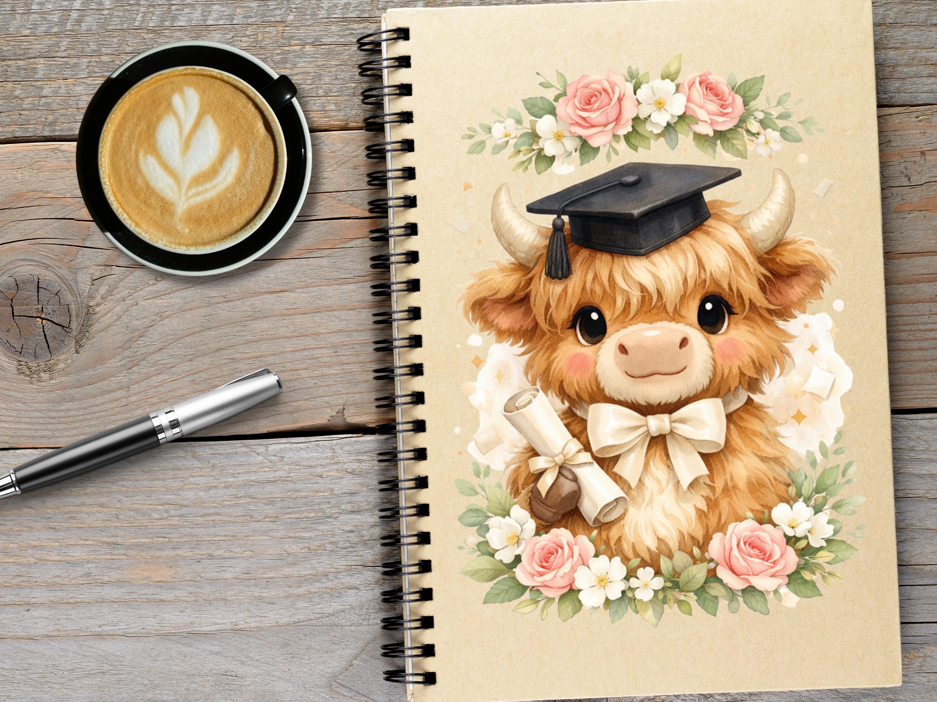 Graduation Cow Graduation Highland Cow PNG Clipart, Cute Cow Graduate Sublimation ...