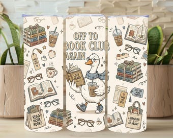 Envoltura para vaso Booktok PNG, diseño de vaso delgado de 20 oz "De vuelta al club de lectura", diseño de sublimación literario, regalo para amantes de los libros, libros de biblioteca