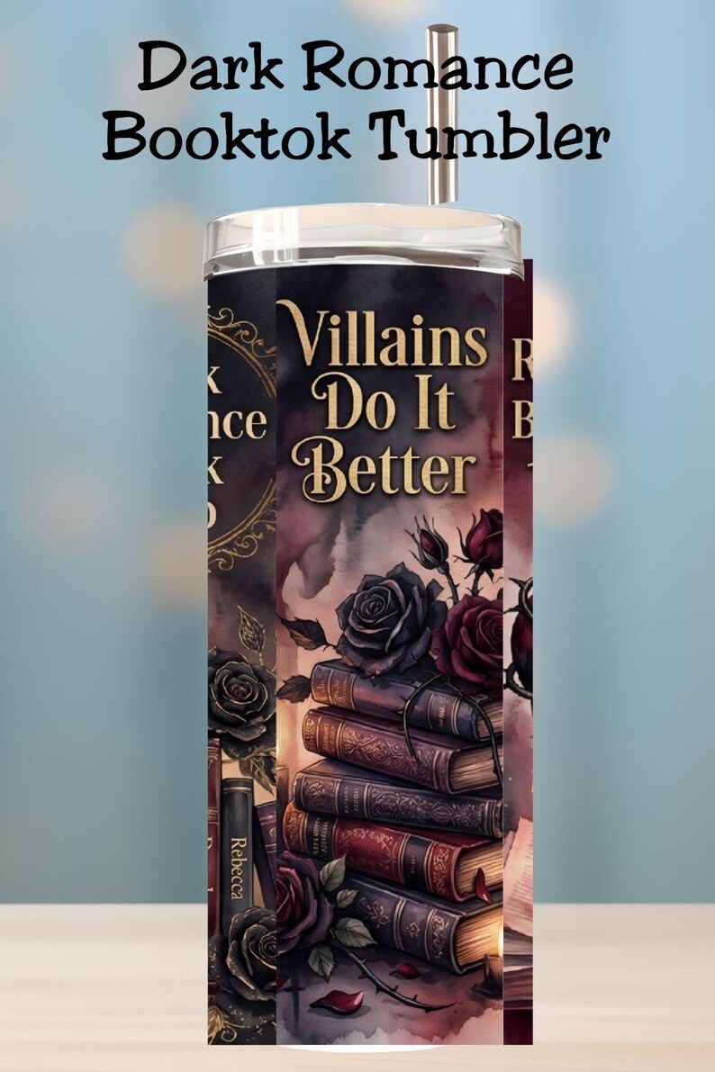 Dark Romance Booktok Tumbler Wrap PNG, Morally Grey Villain Reader Design, Spicy Romance Book Club 20oz Skinny Sublimation image 6