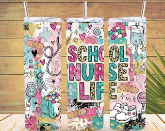 Envoltura para vaso de enfermera escolar, regalo de agradecimiento para docentes, profesión médica, enfermería, vaso delgado de 20 oz, diseño de sublimación