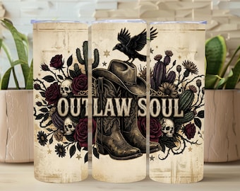 Envoltura para vaso de botas de vaquero, diseño de vaso delgado de sublimación de 20 oz con diseño floral gótico occidental, descarga digital PNG de moda