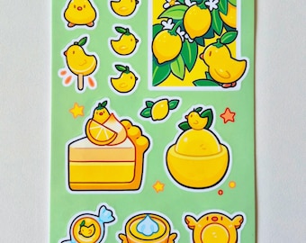 Foglio di adesivi a forma di uccello limone / Adesivi con simpatici animali / Decorazioni per diari e agende