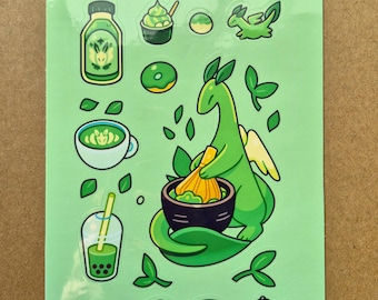 Foglio di adesivi Matcha e Draghi