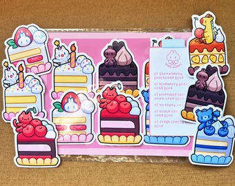 Adesivi per torte carini / Pacchetto di adesivi per dessert kawaii / Decorazione per diario e agenda (6 adesivi)